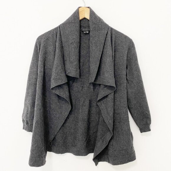 Theory Sweaters - Theory Gray Wool Open Cardigan Size Small